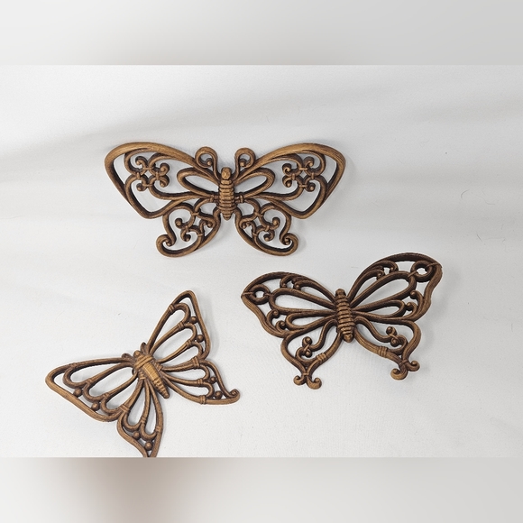 Vintage 60s 70s Home Co. Butterfly wall decor 3pc set. - Picture 2 of 9